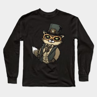 Cute Cartoon Steampunk Raccoon Long Sleeve T-Shirt